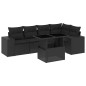 vidaXL Set Divano da Giardino 6 pz con Cuscini Nero in Polyrattan vidaXL Set Divano da Giardino 6 pz con Cuscini Nero in Polyrattan