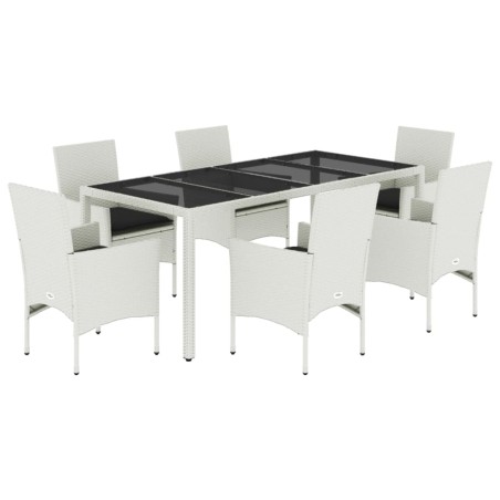vidaXL Set da Pranzo da Giardino 7 pz con Cuscini Polyrattan e Vetro