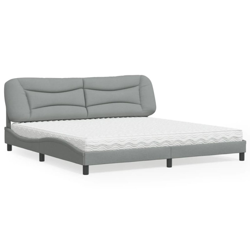 vidaXL Letto con Materasso Grigio Chiaro 200x200 cm in Tessuto vidaXL Letto con Materasso Grigio Chiaro 200x200 cm in Tessuto