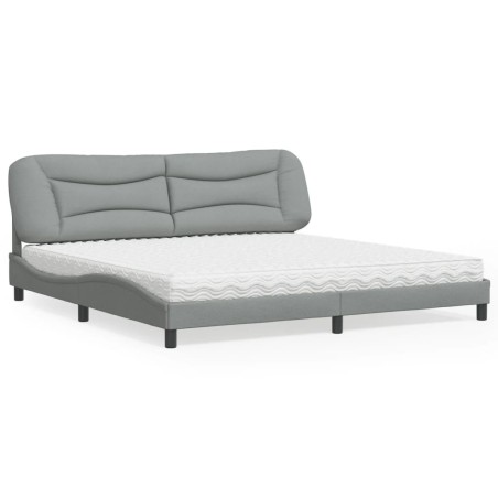 vidaXL Letto con Materasso Grigio Chiaro 200x200 cm in Tessuto