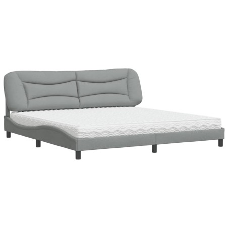 vidaXL Letto con Materasso Grigio Chiaro 200x200 cm in Tessuto