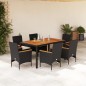 vidaXL Set Pranzo da Giardino 7 pz Nero con Cuscini Polyrattan Acacia vidaXL Set Pranzo da Giardino 7 pz Nero con Cuscini Polyrattan Acacia