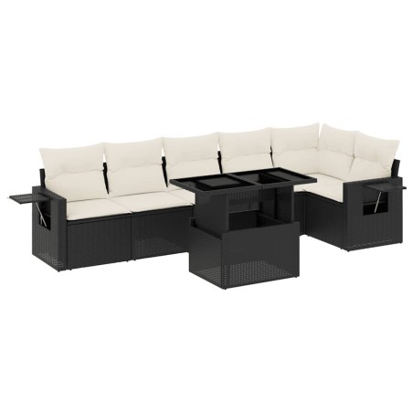 vidaXL Set Divani da Giardino con Cuscini 7pz Nero Polyrattan