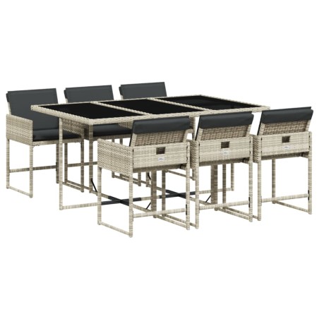 vidaXL Set da Pranzo da Giardino 7 pz Cuscini Polyrattan Grigio Chiaro