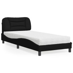 vidaXL Letto con Materasso Nero 90x190 cm in Tessuto
