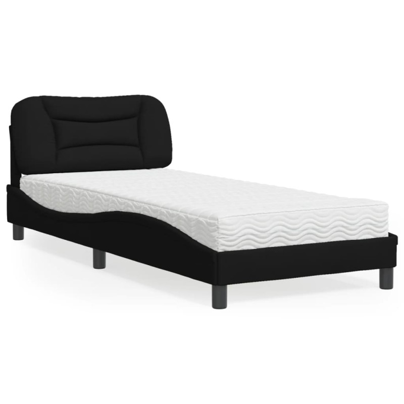 vidaXL Letto con Materasso Nero 90x190 cm in Tessuto vidaXL Letto con Materasso Nero 90x190 cm in Tessuto