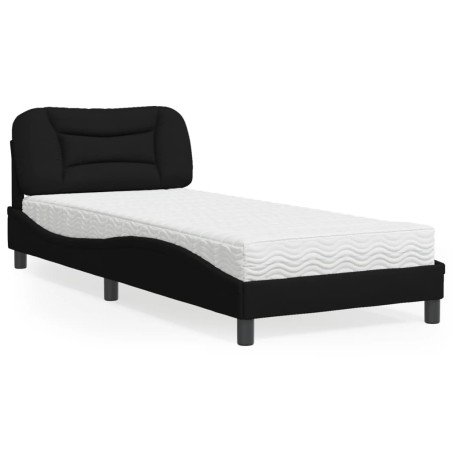vidaXL Letto con Materasso Nero 90x190 cm in Tessuto