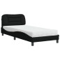 vidaXL Letto con Materasso Nero 90x190 cm in Tessuto vidaXL Letto con Materasso Nero 90x190 cm in Tessuto