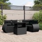 vidaXL Set Divano da Giardino 6 pz con Cuscini Nero in Polyrattan vidaXL Set Divano da Giardino 6 pz con Cuscini Nero in Polyrattan