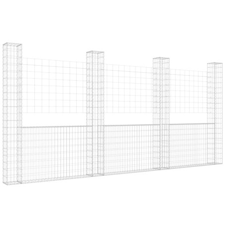 Gabbione a U con 4 Pali in Ferro 380x20x200 cm