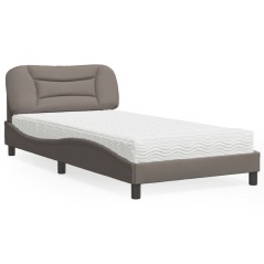 vidaXL Letto con Materasso Tortora 100x200 cm in Tessuto
