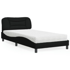 vidaXL Letto con Materasso Nero 100x200 cm in Tessuto