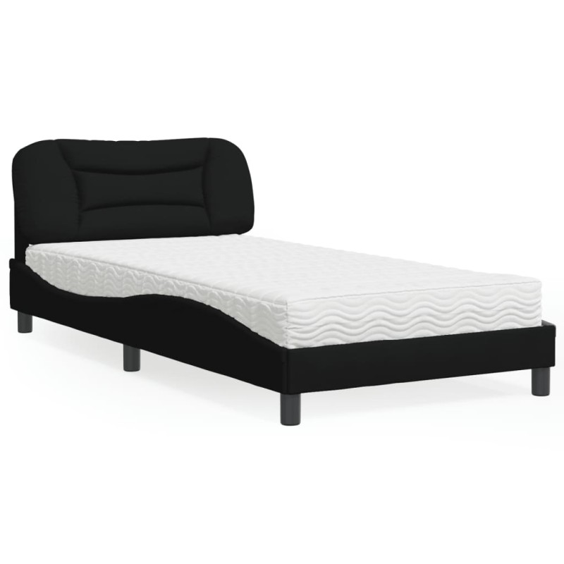 vidaXL Letto con Materasso Nero 100x200 cm in Tessuto vidaXL Letto con Materasso Nero 100x200 cm in Tessuto
