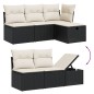 vidaXL Set Divano da Giardino 6 pz con Cuscini Nero in Polyrattan vidaXL Set Divano da Giardino 6 pz con Cuscini Nero in Polyrattan