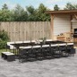vidaXL Set da Pranzo da Giardino 17 pz con Cuscini Nero in Polyrattan vidaXL Set da Pranzo da Giardino 17 pz con Cuscini Nero in Polyrattan