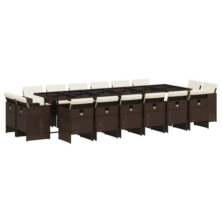 vidaXL Set da Pranzo da Giardino 17 pz con Cuscini Marrone Polyrattan