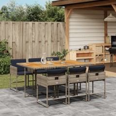 vidaXL Set da Pranzo da Giardino 7 pz con Cuscini in Polyrattan Grigio
