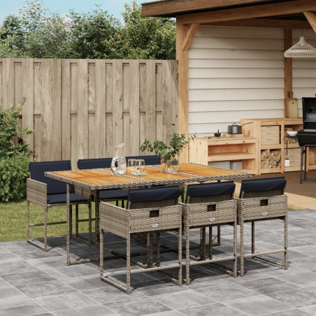 vidaXL Set da Pranzo da Giardino 7 pz con Cuscini in Polyrattan Grigio