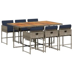 vidaXL Set da Pranzo da Giardino 7 pz con Cuscini in Polyrattan Grigio