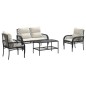 vidaXL Set Divani da Giardino 4 pz con Cuscini Nero in Polyrattan vidaXL Set Divani da Giardino 4 pz con Cuscini Nero in Polyrattan