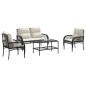 vidaXL Set Divani da Giardino 4 pz con Cuscini Nero in Polyrattan vidaXL Set Divani da Giardino 4 pz con Cuscini Nero in Polyrattan