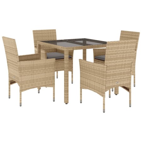 vidaXL Set da Pranzo da Giardino 5 pz con Cuscini Polyrattan e Vetro