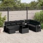 vidaXL Set Divani da Giardino con Cuscini 8 pz Nero in Polyrattan vidaXL Set Divani da Giardino con Cuscini 8 pz Nero in Polyrattan