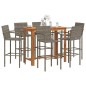 vidaXL Set Bar da Giardino 7 pz Grigio in Legno Acacia e Polyrattan vidaXL Set Bar da Giardino 7 pz Grigio in Legno Acacia e Polyrattan