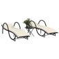 vidaXL Lettini Prendisole 2 pz con Tavolino Nero in Polyrattan