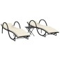 vidaXL Lettini Prendisole 2 pz con Tavolino Nero in Polyrattan