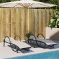 vidaXL Lettini Prendisole 2 pz con Tavolino Nero in Polyrattan