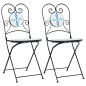 vidaXL Sedie da Bistrò Pieghevoli 2 pz Blu e Bianco in Ceramica vidaXL Sedie da Bistrò Pieghevoli 2 pz Blu e Bianco in Ceramica