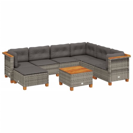 vidaXL Set Divano da Giardino 8 pz con Cuscini Grigio in Polyrattan