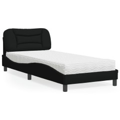 vidaXL Letto con Materasso Nero 90x200 cm in Tessuto