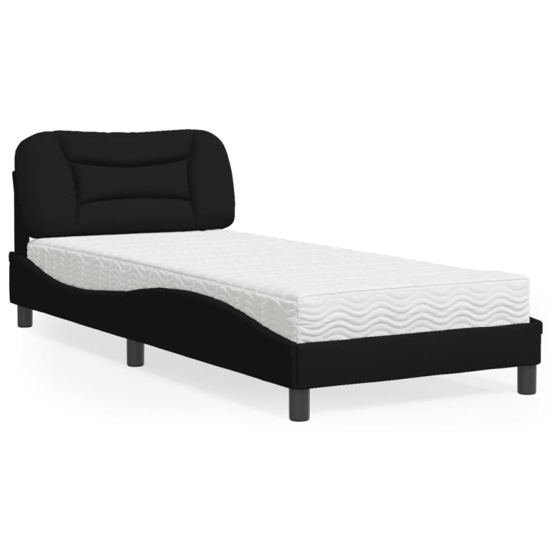 vidaXL Letto con Materasso Nero 90x200 cm in Tessuto