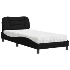 vidaXL Letto con Materasso Nero 90x200 cm in Tessuto