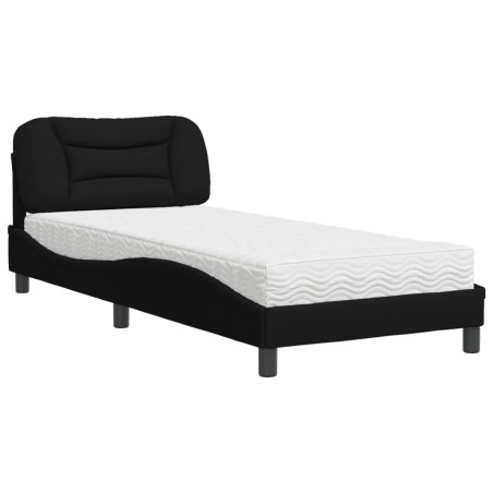 vidaXL Letto con Materasso Nero 90x200 cm in Tessuto