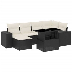 vidaXL Set Divani da Giardino con Cuscini 7pz Nero Polyrattan