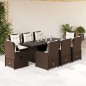 vidaXL Set da Pranzo da Giardino 9pz con Cuscini Marrone in Polyrattan vidaXL Set da Pranzo da Giardino 9pz con Cuscini Marrone in Polyrattan