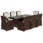 vidaXL Set da Pranzo da Giardino 9pz con Cuscini Marrone in Polyrattan vidaXL Set da Pranzo da Giardino 9pz con Cuscini Marrone in Polyrattan