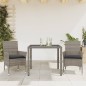 vidaXL Set da Pranzo da Giardino 3pz con Cuscini in Polyrattan e Vetro vidaXL Set da Pranzo da Giardino 3pz con Cuscini in Polyrattan e Vetro
