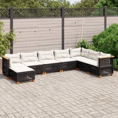 vidaXL Set Divani da Giardino con Cuscini 8 pz Nero in Polyrattan