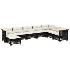 vidaXL Set Divani da Giardino con Cuscini 8 pz Nero in Polyrattan