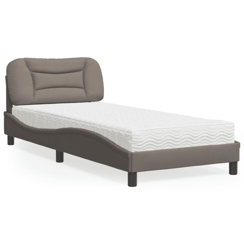 vidaXL Letto con Materasso Tortora 90x190 cm in Tessuto
