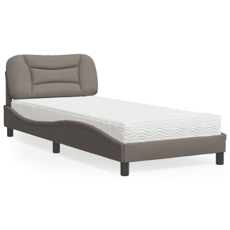 vidaXL Letto con Materasso Tortora 90x190 cm in Tessuto