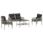 vidaXL Set Divano da Giardino 4pz con Cuscini Grigio Chiaro Polyrattan vidaXL Set Divano da Giardino 4pz con Cuscini Grigio Chiaro Polyrattan