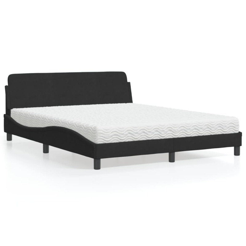 vidaXL Letto con Materasso Nero 160x200 cm in Velluto