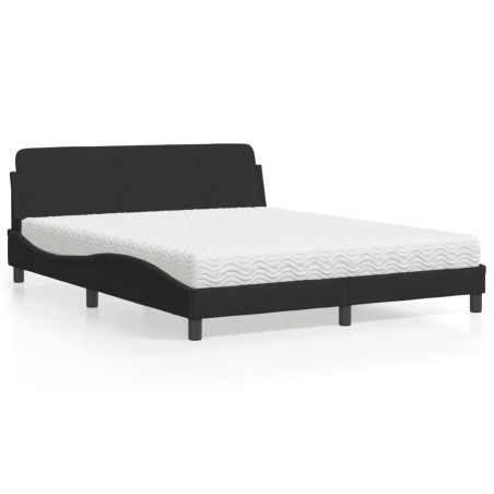 vidaXL Letto con Materasso Nero 160x200 cm in Velluto