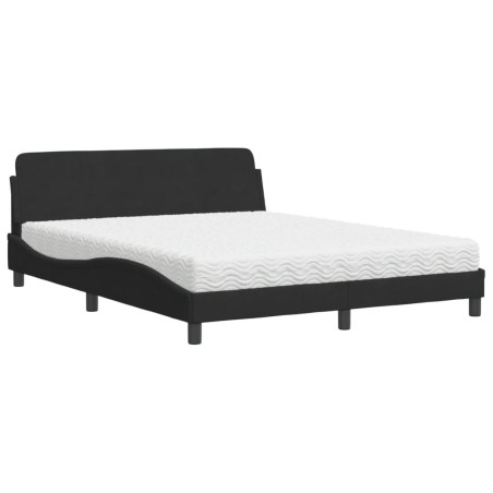 vidaXL Letto con Materasso Nero 160x200 cm in Velluto