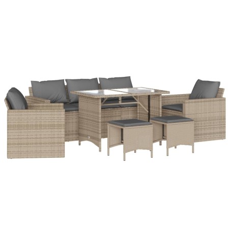 vidaXL Set Divano da Giardino 6 pz con Cuscini Beige in Polyrattan
